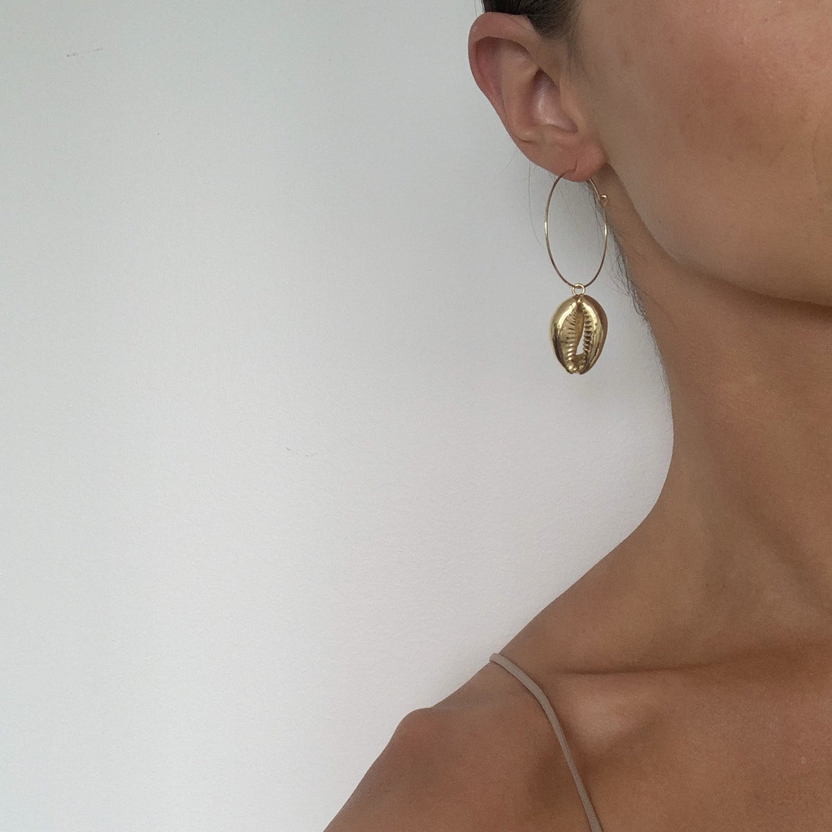 Cowrie Hoops, Cowry Hoop Earrings, Medium Hoops, Gold Jewelry, Cowrie Shell  Jewelry, Sea Glass